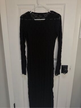 Stradivarius Lace Long Sleeve Maxi Dress
